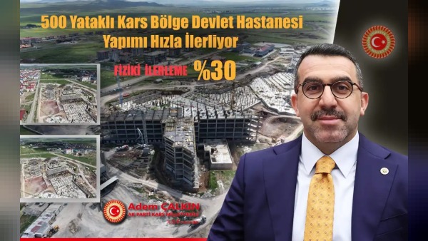 Kars'taki yeni hastanenin inşaatında %30 fiziki gerçekleşme ve 739 izolatör montajı tamamlandı
