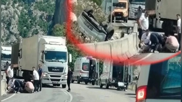 Isparta-Antalya yolunda virajda kaza: Araç bariyerlere çarptı, sürücü hastaneye kaldırıldı