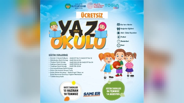 Malatya'da 8-14 yaş arası çocuklar için Yaz Okulu Programları 6 Temmuz’da başlıyor