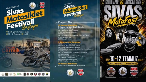 Quik Sigorta 1. Sivas Motosiklet Festivali 10-12 Temmuz’da Sıcak Çermik’te