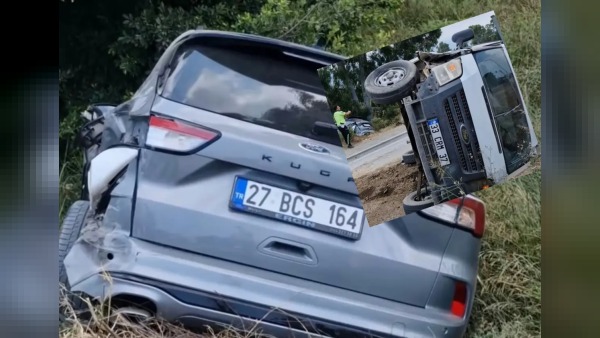 Arsuz’da otomobil ve Ford Transit çarpıştı: Takla atan araç kaldırıldı